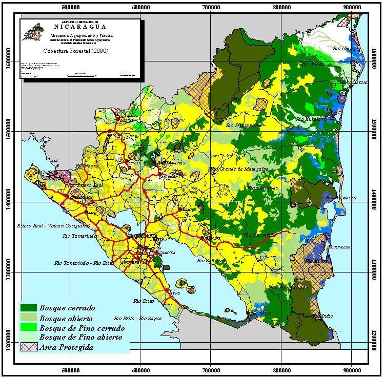 nicaragua wald cover karte