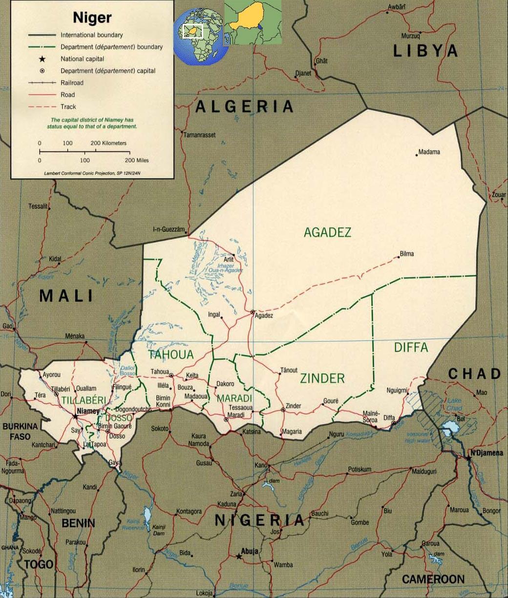 niger physikalisch karte