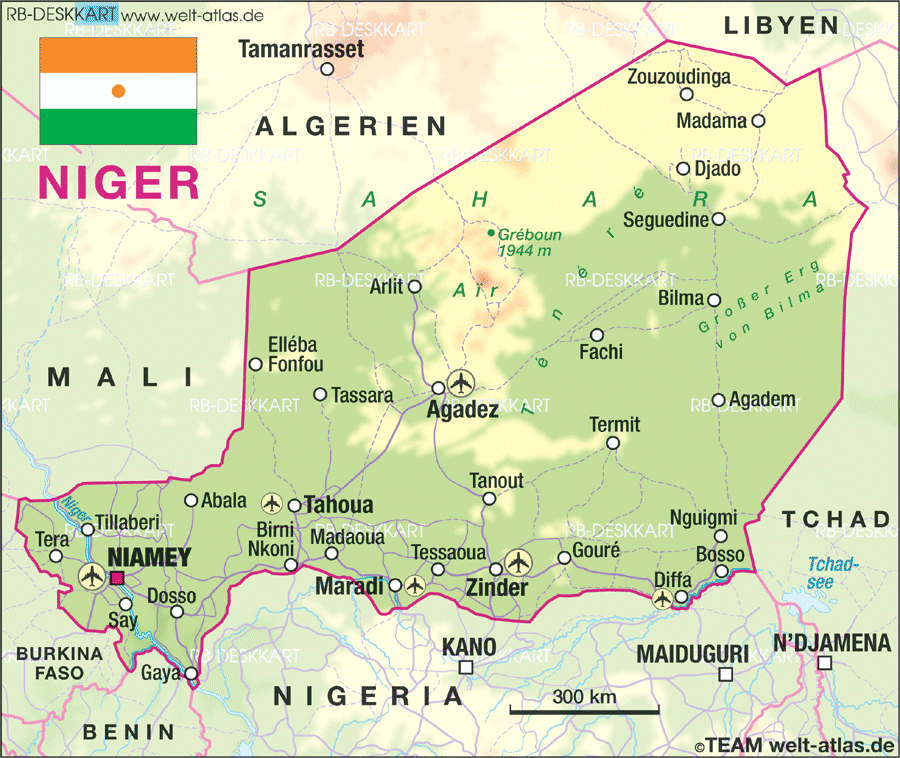 physikalisch karte von niger