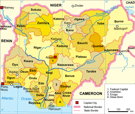 nigeria politisch karte