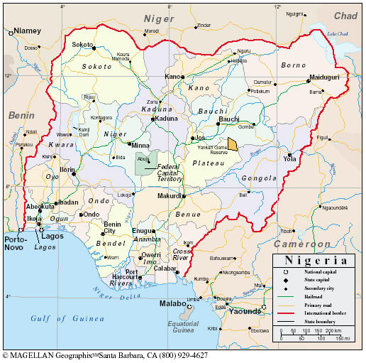 nigeria stadte karte