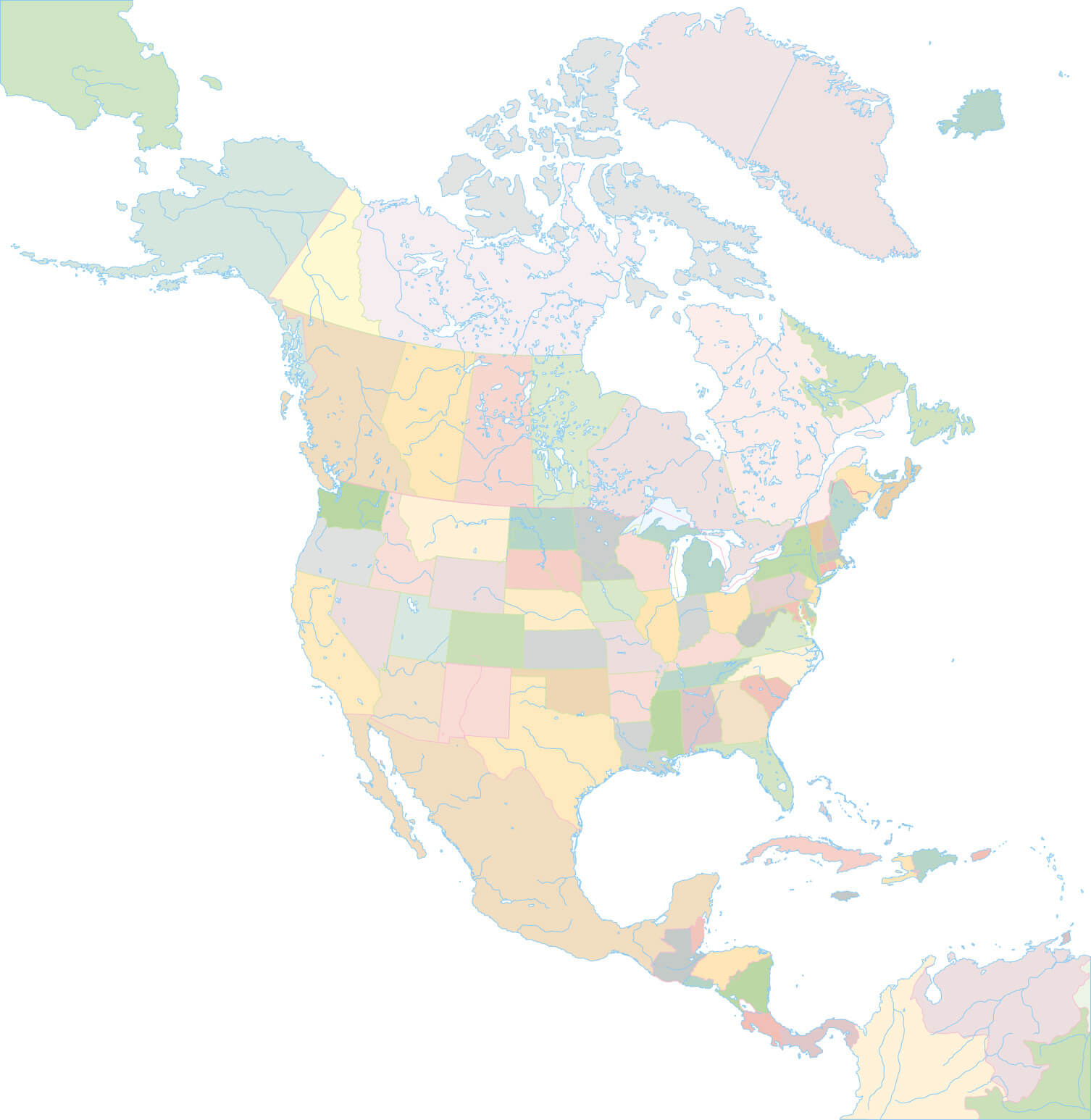 farbe leer karte von nordlich amerika.