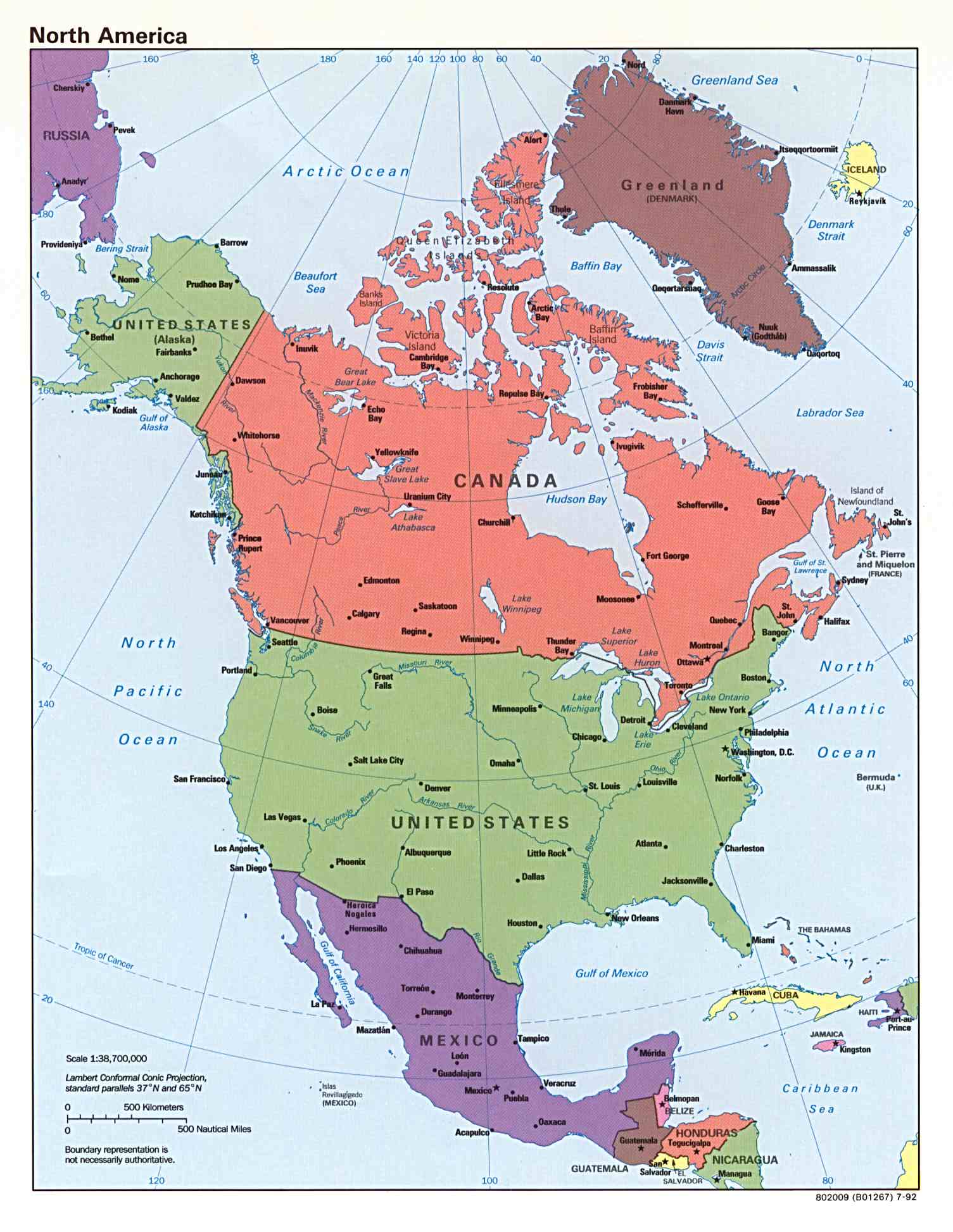 nordlich amerika politisch karte