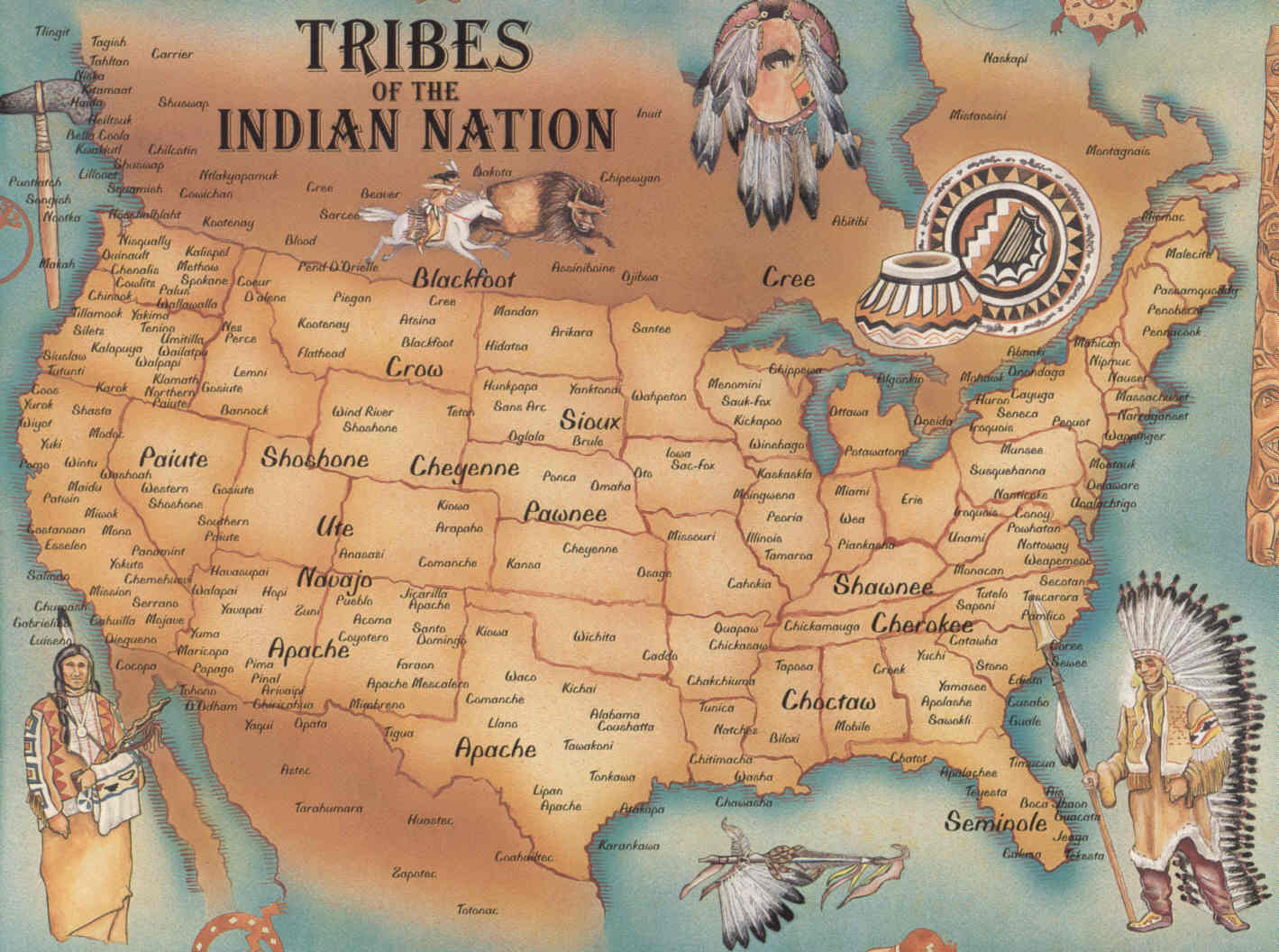 nordlich amerika ureinwohner amerikan karte