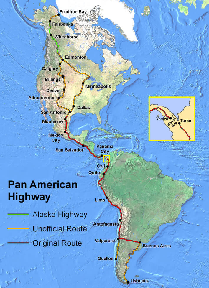 pan ameircan autobahn karte nordlich sudamerika