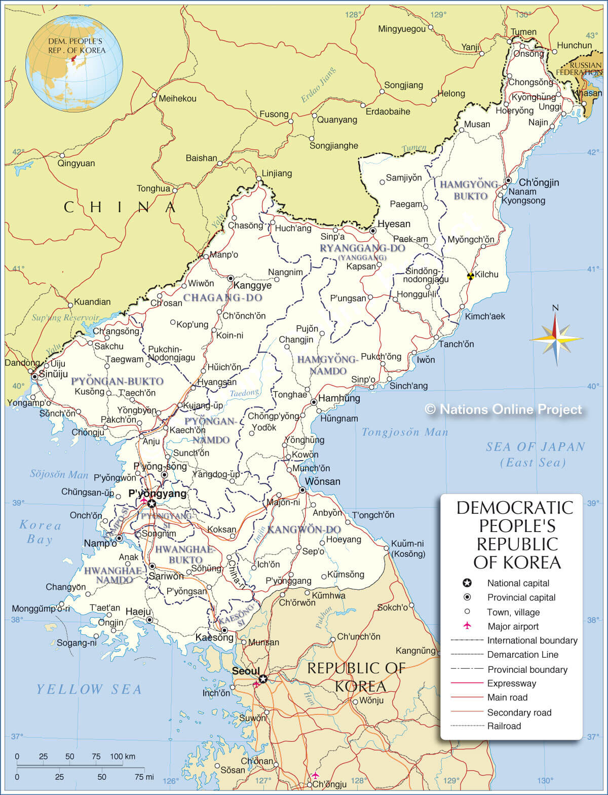 politisch karte von nordkorea