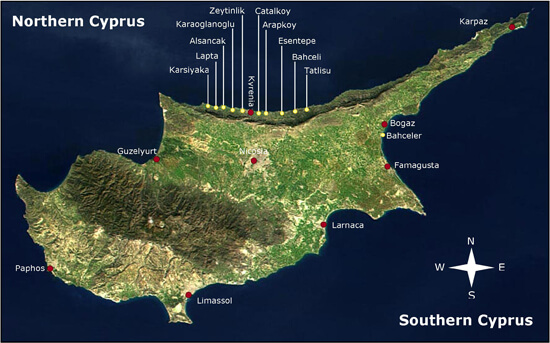 nordlich zypern physikalisch karte