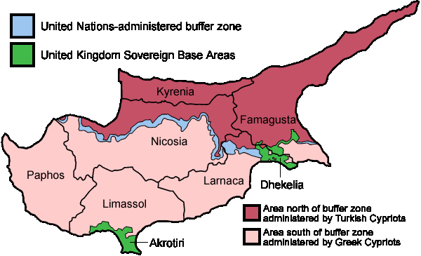 politisch karte von nordlich zypern