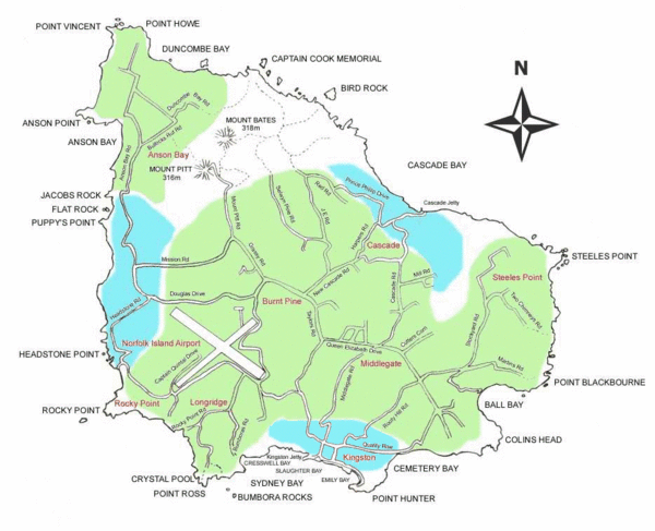 Norfolk insel karte
