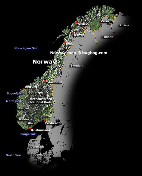 norwegen satellit karte
