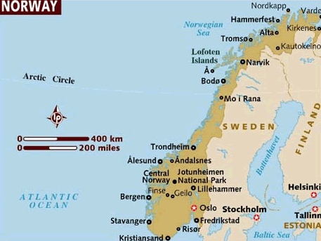 norwegen stadte karte