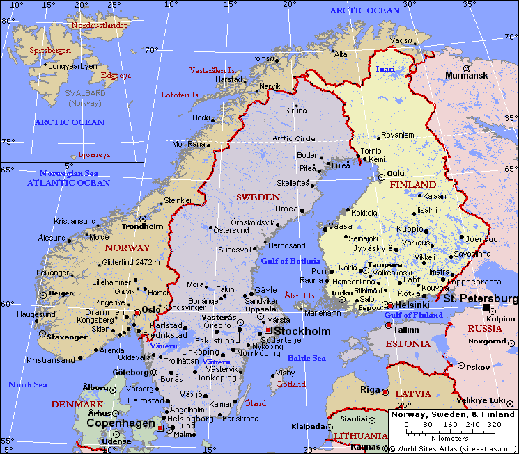 norwegen karte skandinavien
