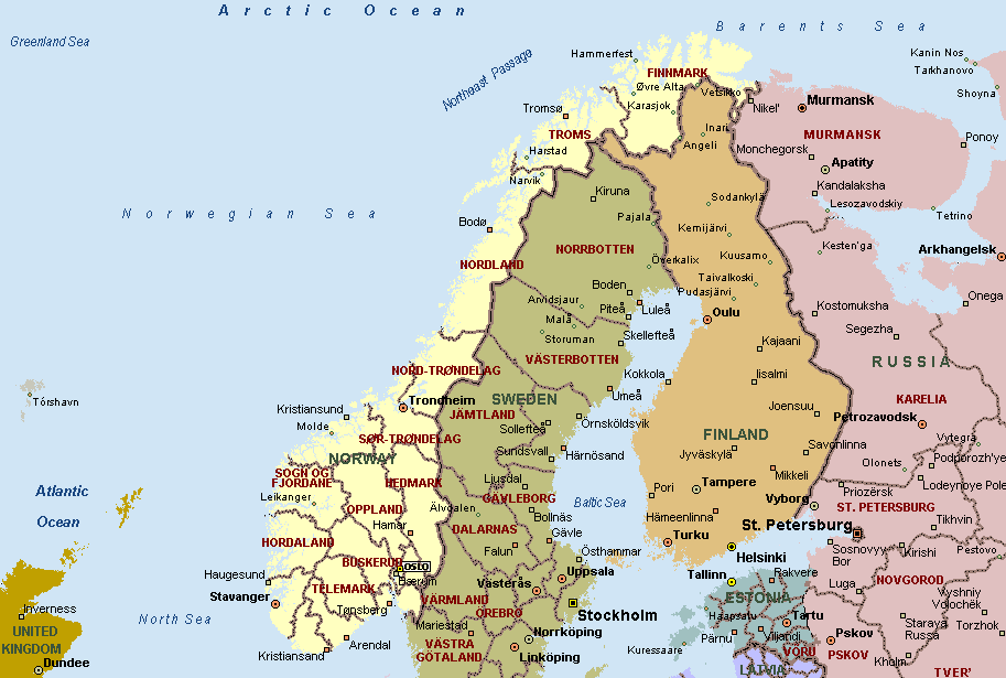 norwegen stadt karte