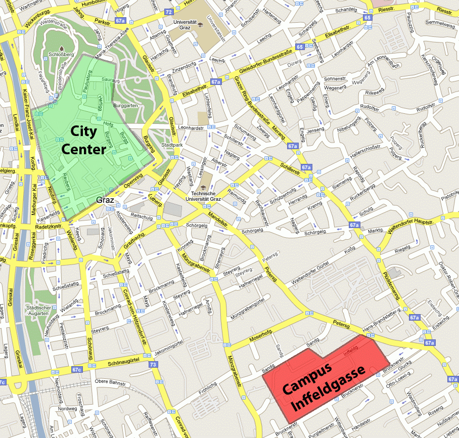 stadt center karte von Graz