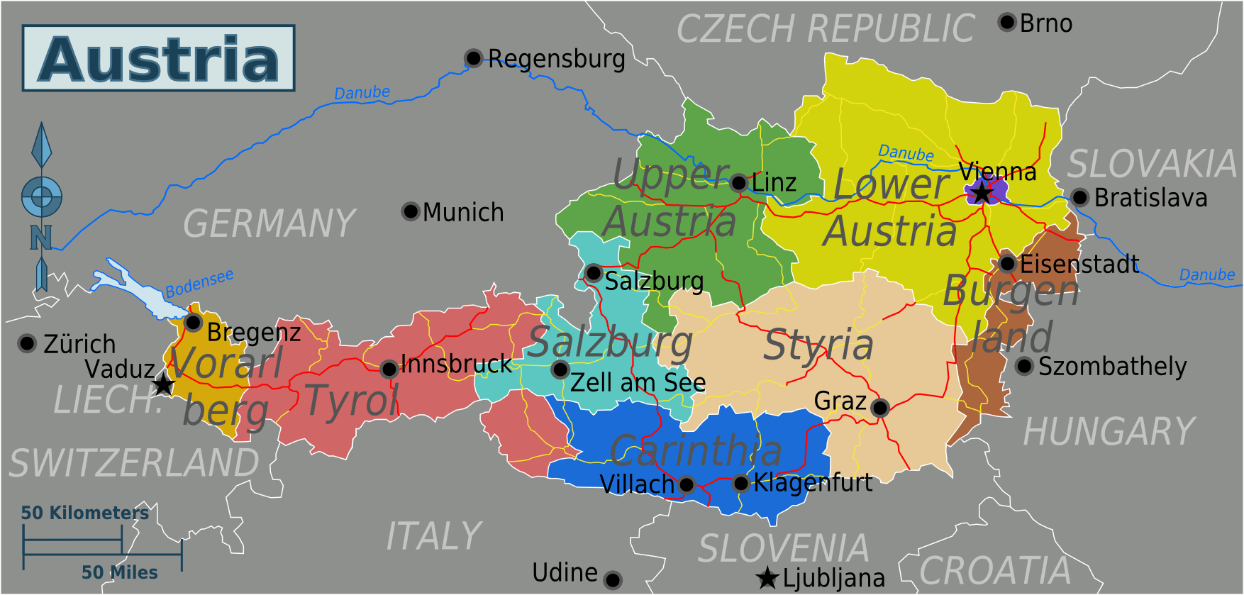 staats karte von osterreich
