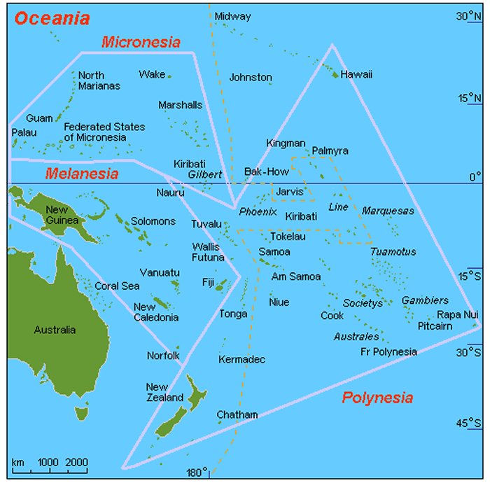 geographisch karte von inseln von ozeanien