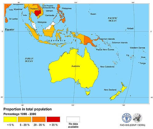 ozeanien bevolkerung karte