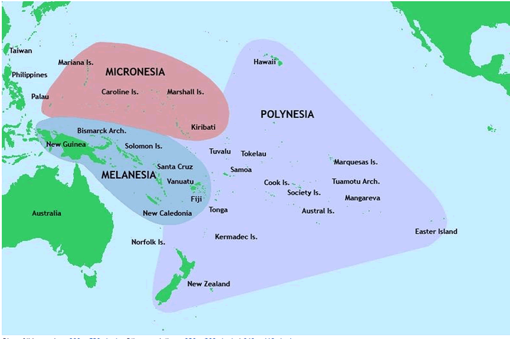 ozeanien mikronesien melanesien polynesien karte