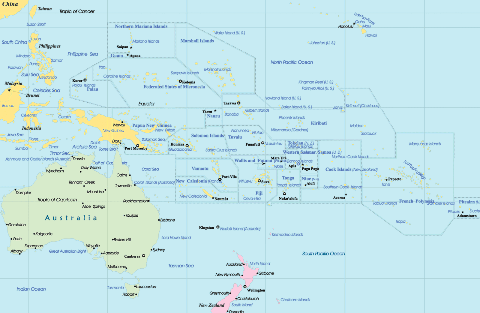 ozeanien politisch karte lander