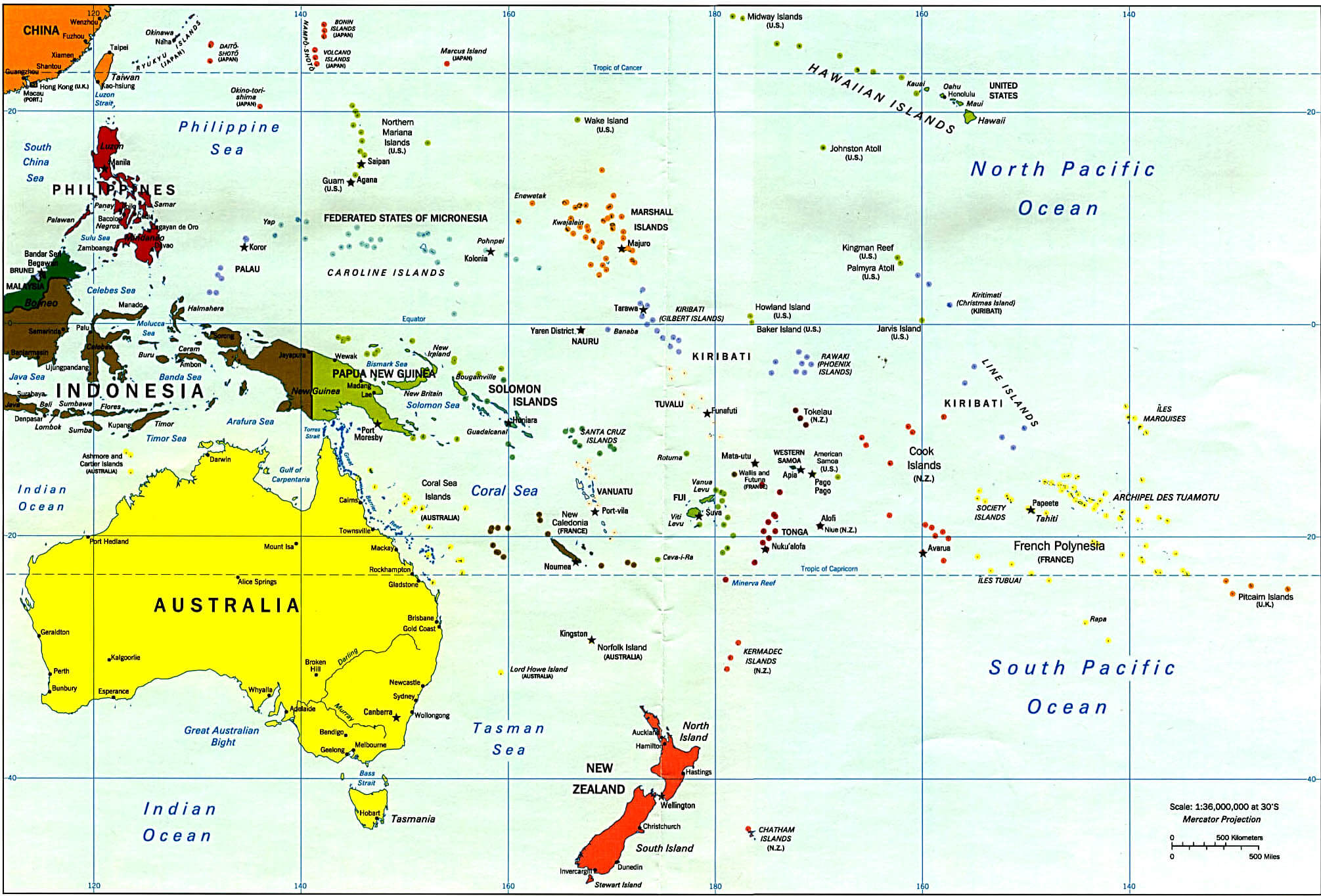 ozeanien politisch karten