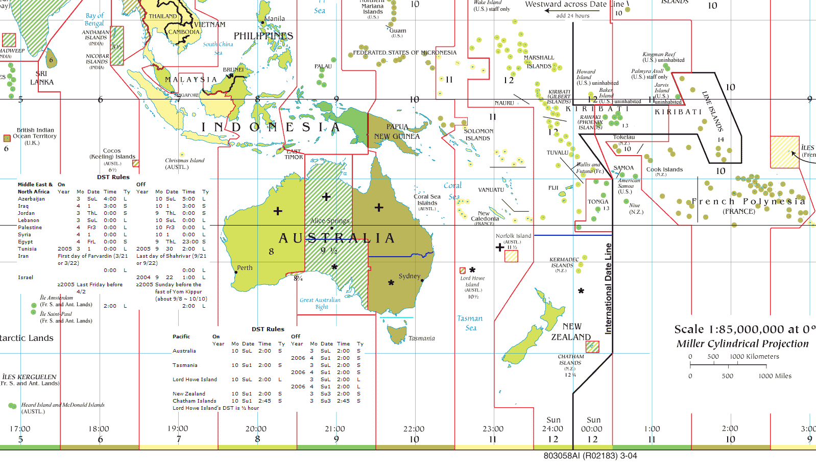 ozeanien zeit zonen karte