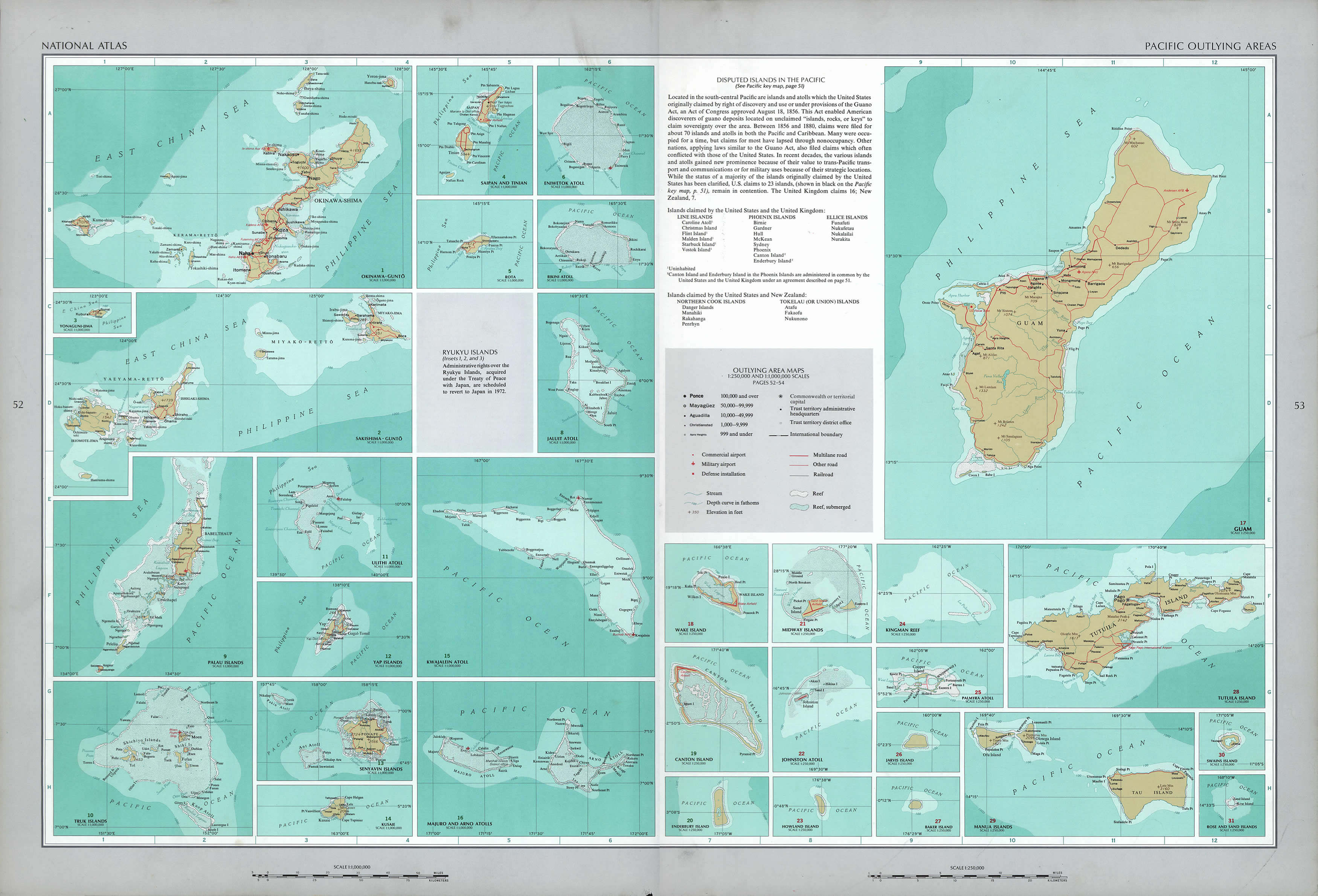 pazifik ozeanien abgelegen bereichs karte 1970