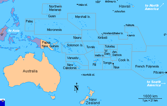 politisch karte von ozeanien
