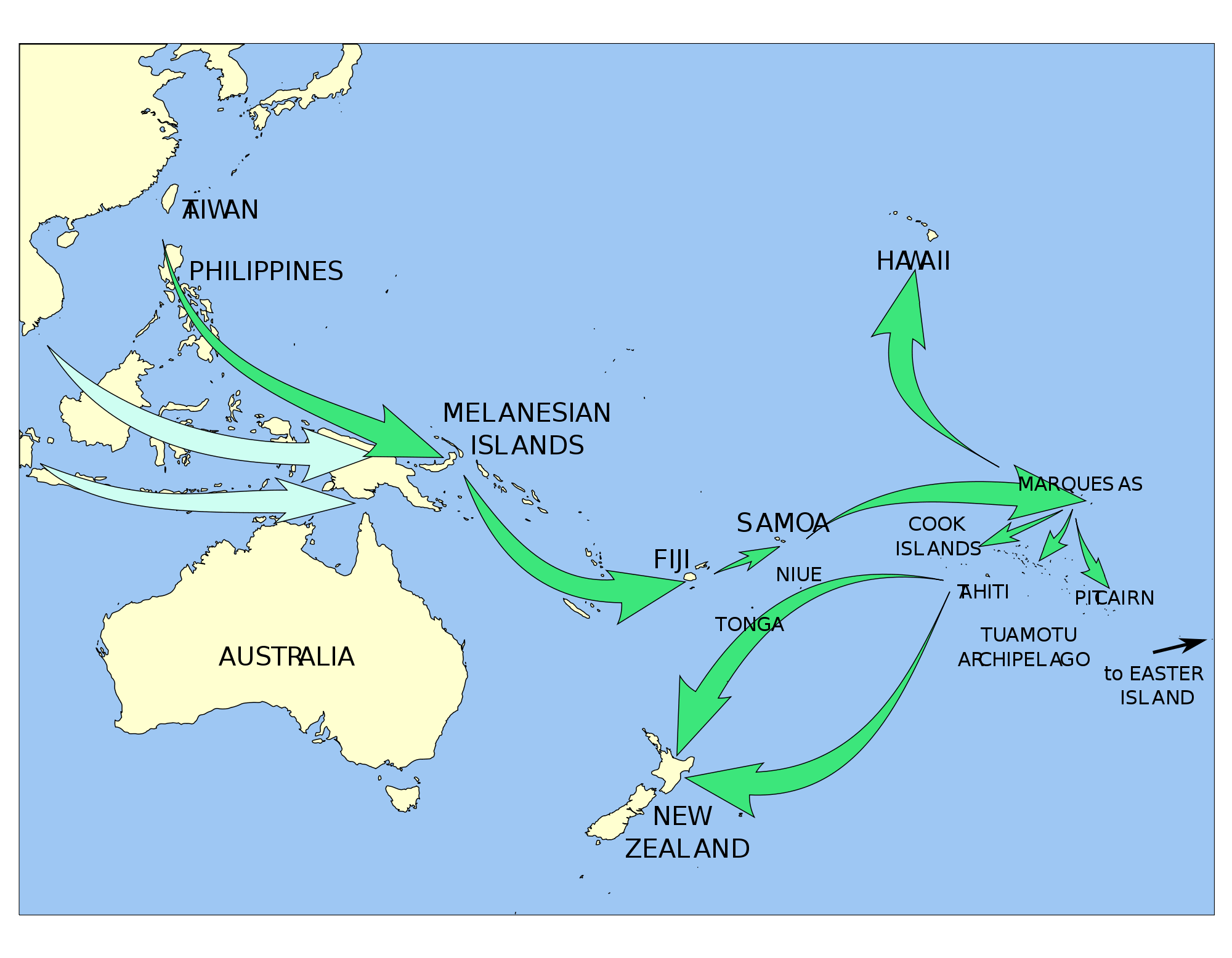 polynesier migration karte ozeanien
