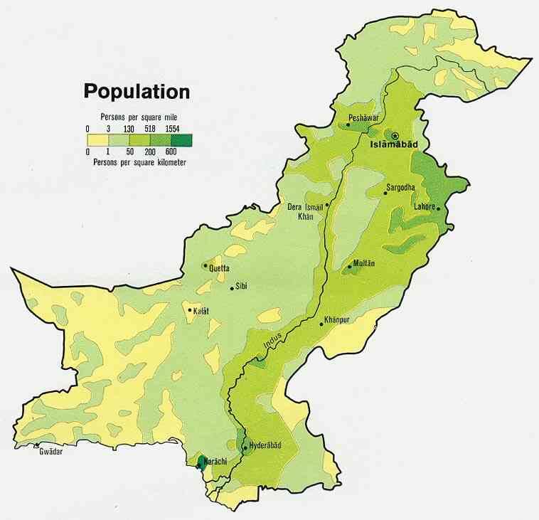 pakistan bevolkerung karte