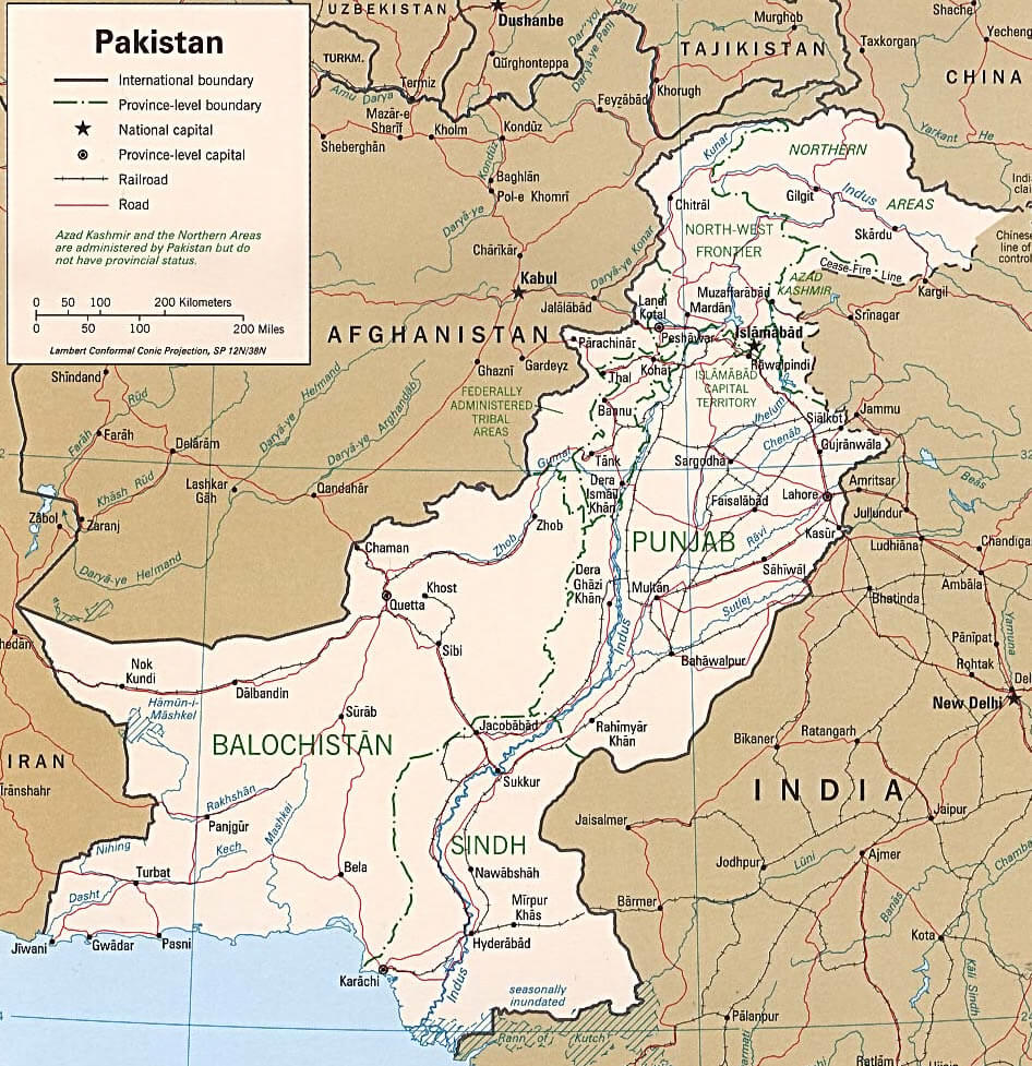 pakistan politisch karte