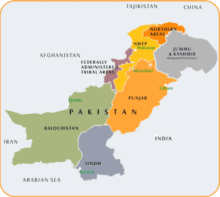 pakistan regionen karte