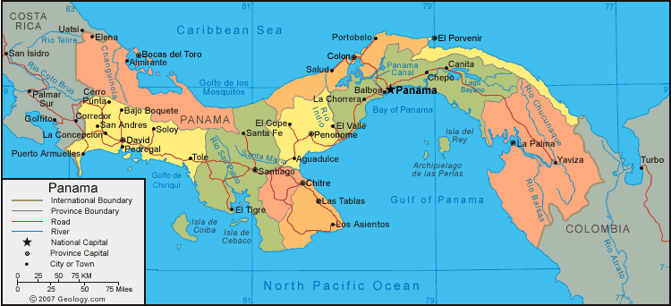 diplomatisch karte von panama