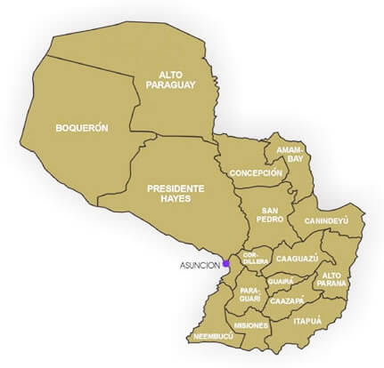 Karte provinzen Paraguay