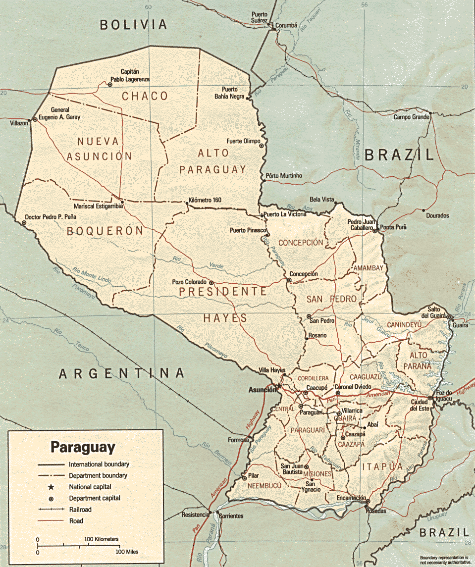 paraguay beschattet linderung karte 1990
