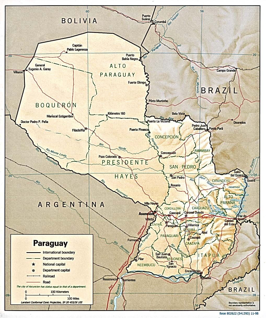 paraguay beschattet linderung karte 1998