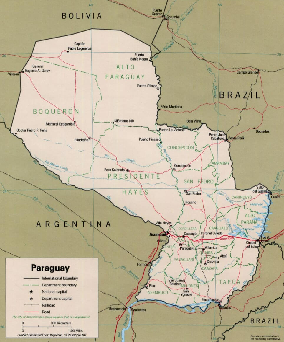 paraguay politisch karte 1998