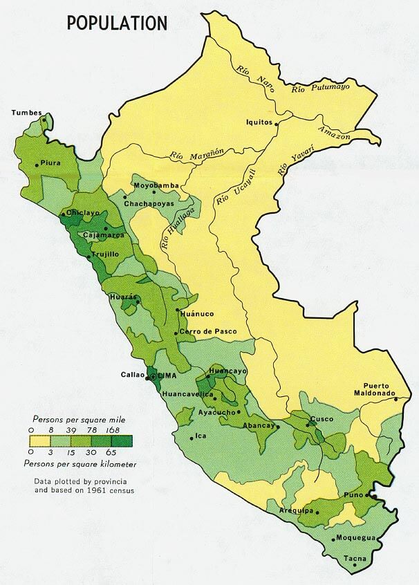 Peru bevolkerung karte 1970