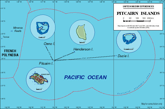 pitcairn inseln karte pazifik ozean
