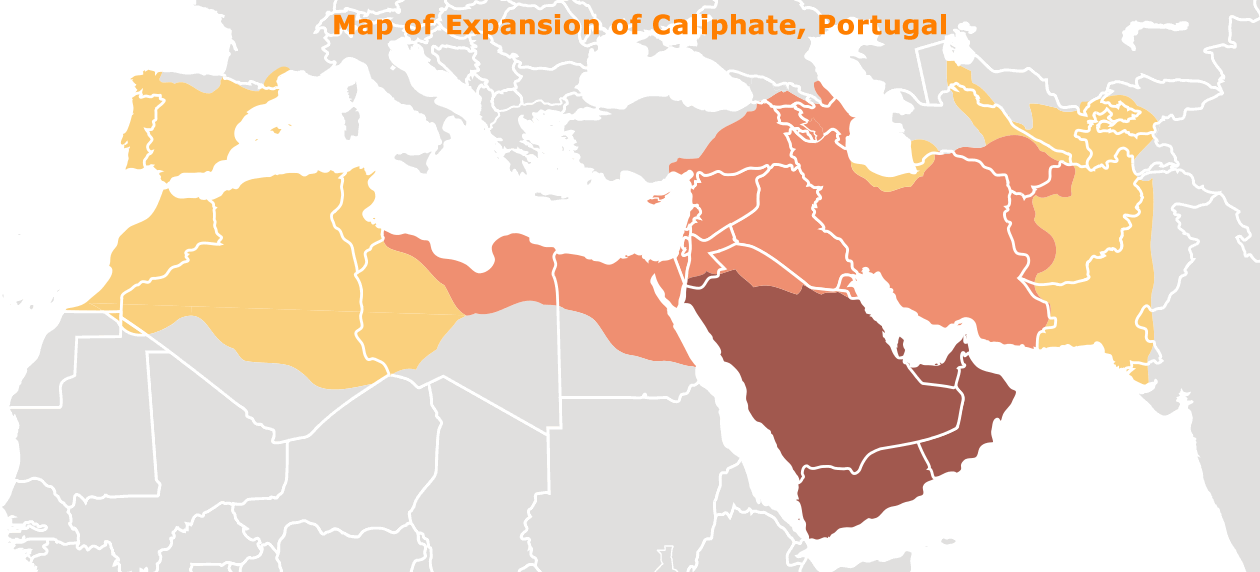 karte von erweiterung von caliphate portugal