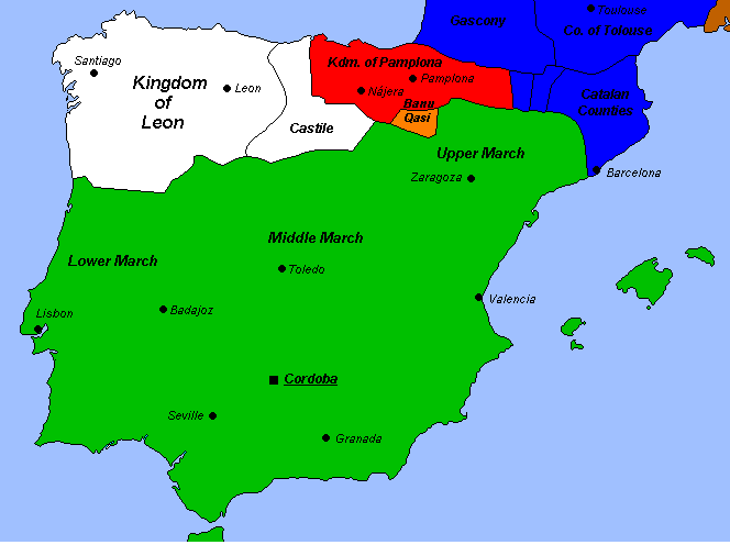 Karte von Portugal Andalus Umayyad Caliphate 720