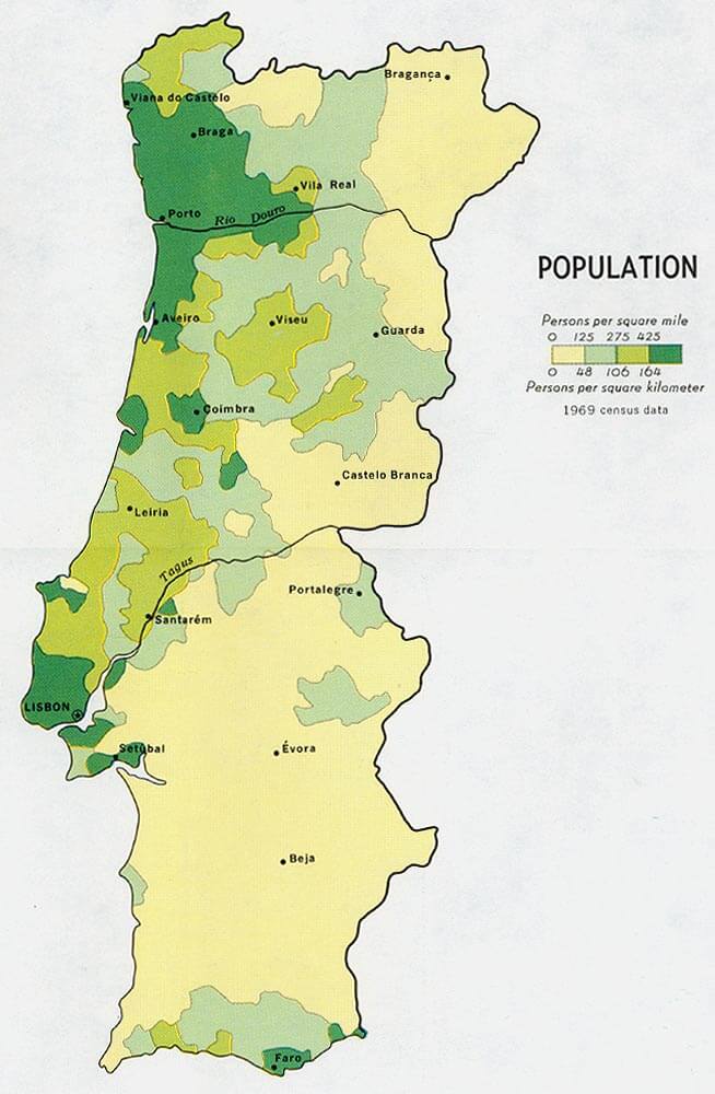 portugal bevolkerung karte