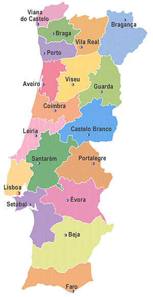 Portugal bezirke Map