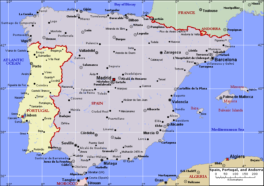 portugal karte iberian peninsula
