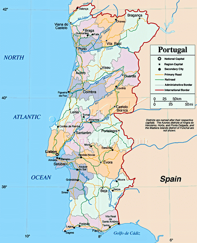 Portugal politisch Map