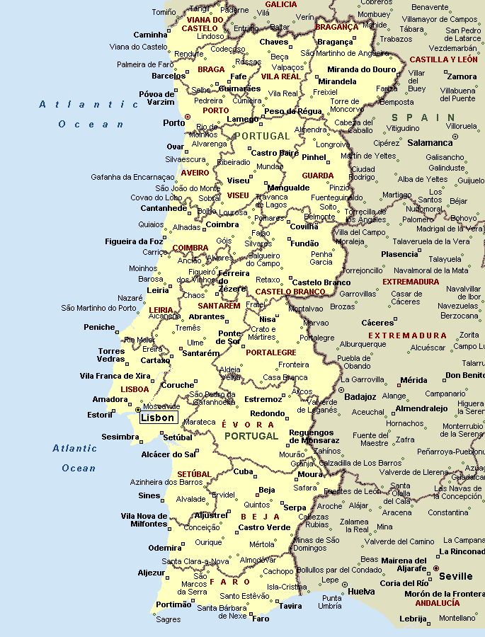 stadte karte von portugal
