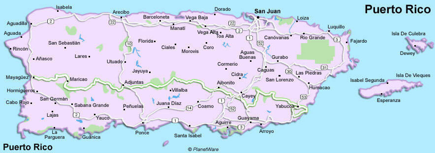 Puerto Rico stadte Towns Map