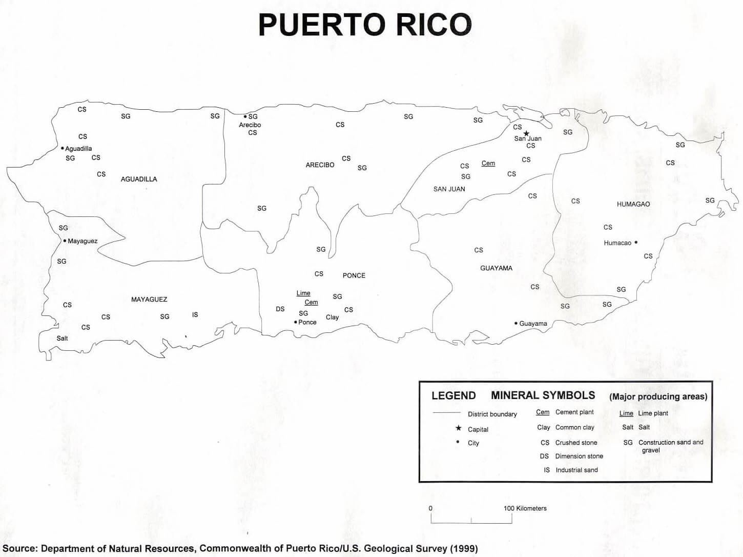 Puerto Rico Minerals karte 1999