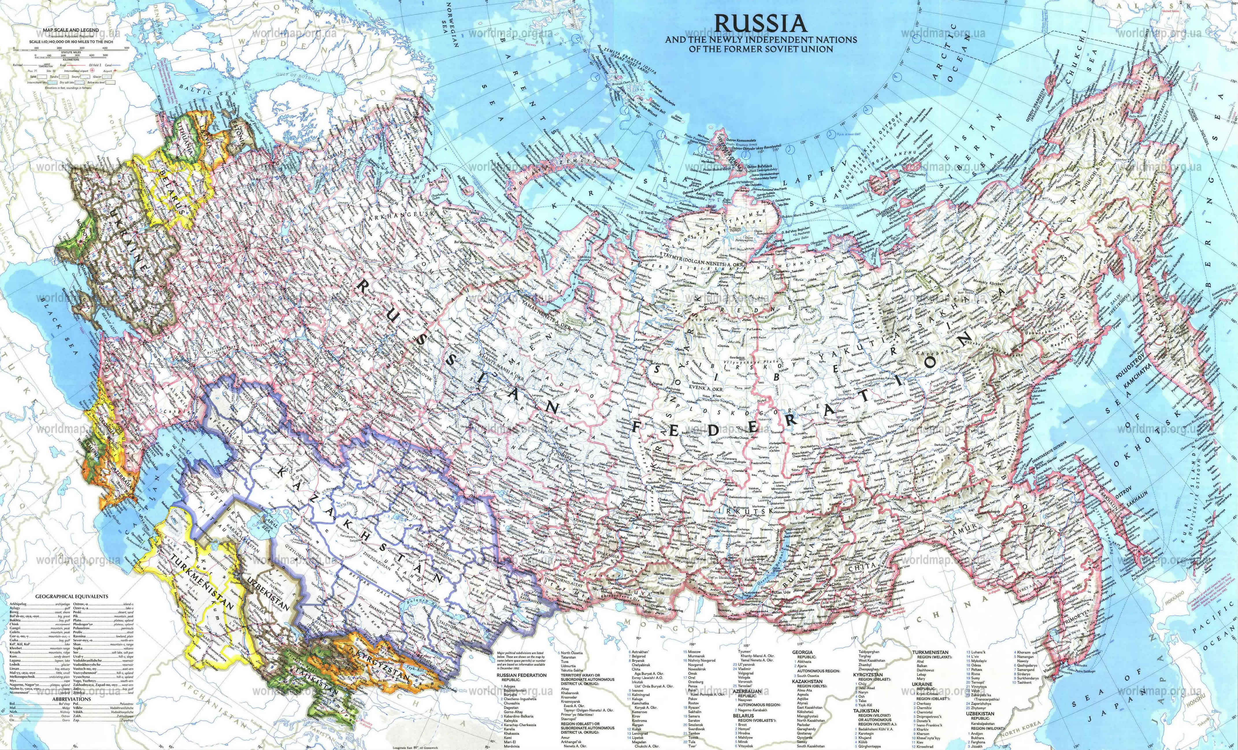 karte von russland englisch b
