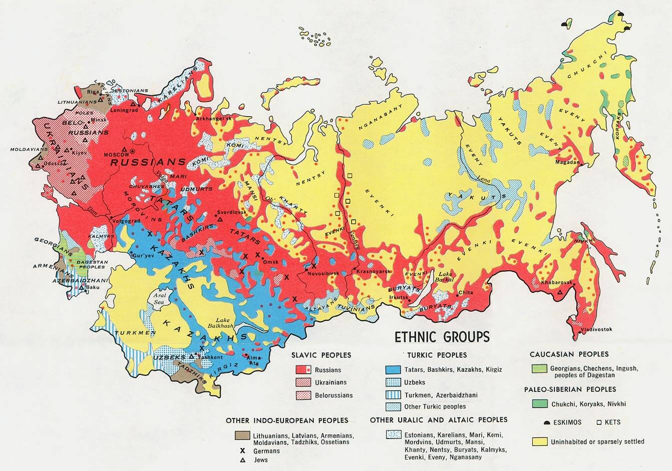 russland ethnisch gruppen karte