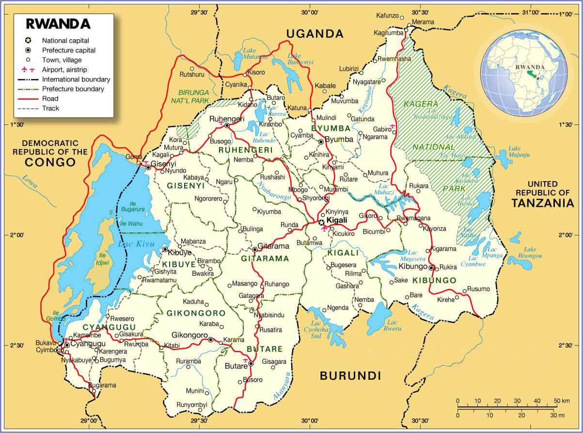 politisch karte von rwanda